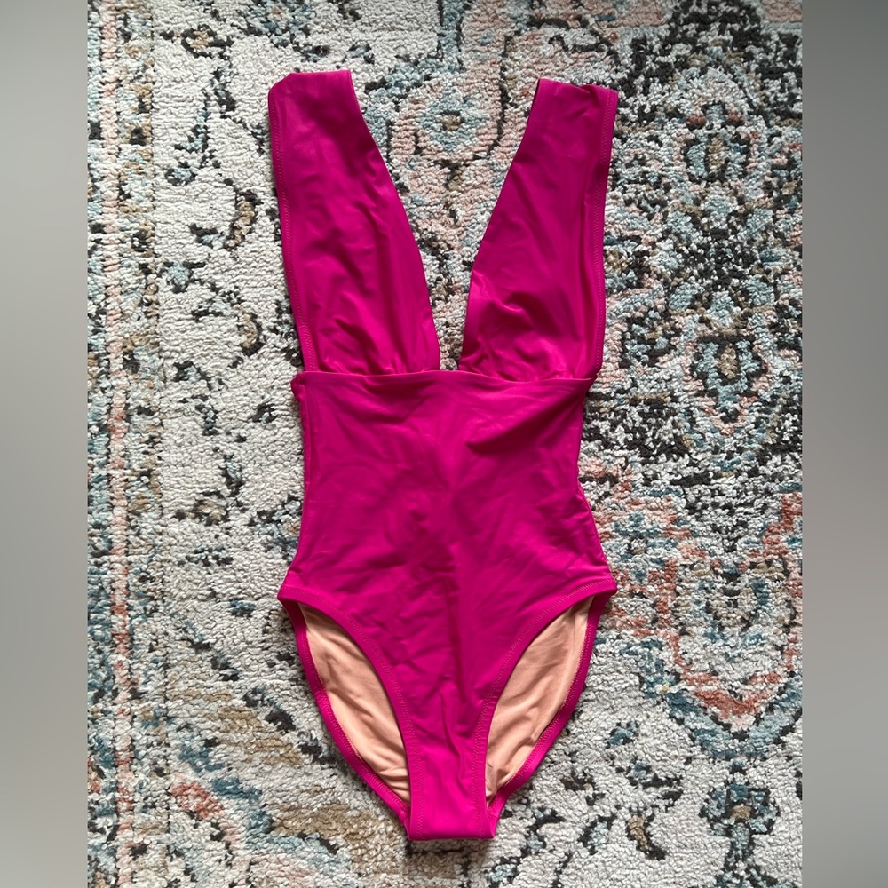 J.Crew Long-Torso V-Neck One-Piece Hot Pink Size 0
